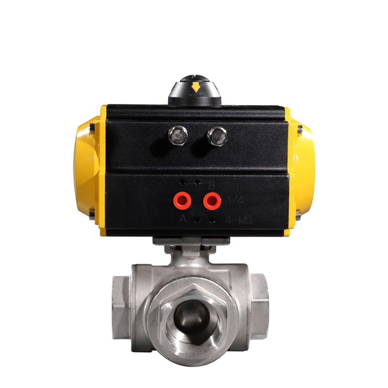 HK56-T Stainless Steel 3 Way Pneumatic Actuator Ball Valve